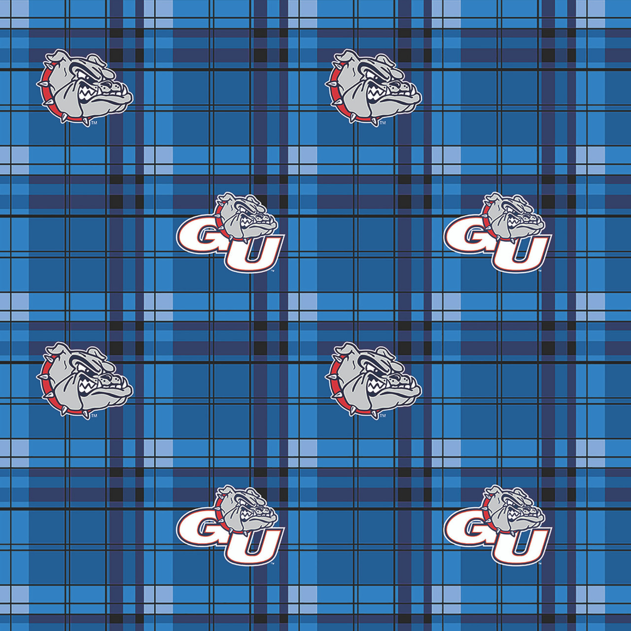 Gonzaga University Bulldogs Plaid Fleece Fabric Remnants