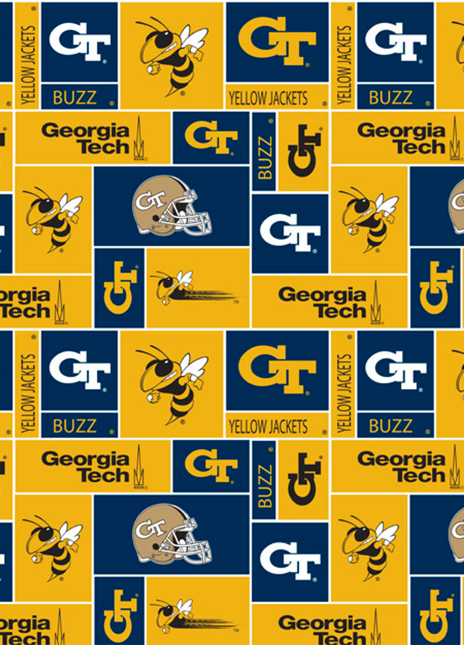 Georgia Tech Yellow Jackets Geometric Fleece Fabric Remnants
