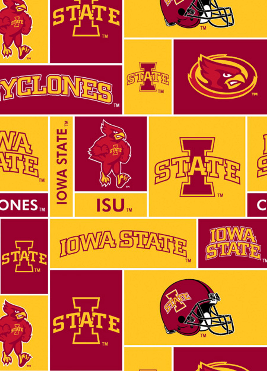 Iowa State University ISU Cyclones Geometric Fleece Fabric Remnants