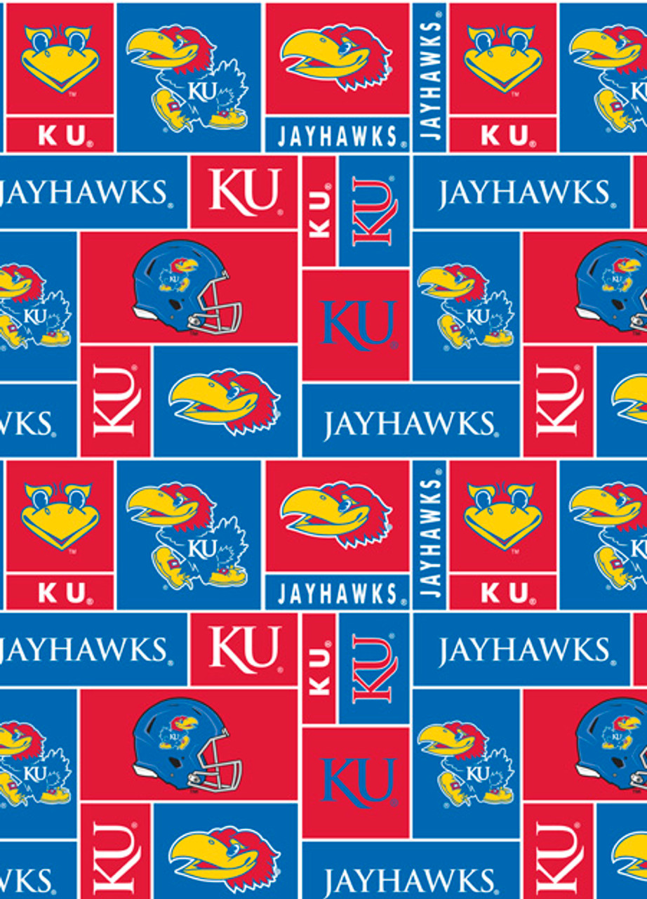 University of Kansas Jayhawks Geometric Fleece Fabric Remnants