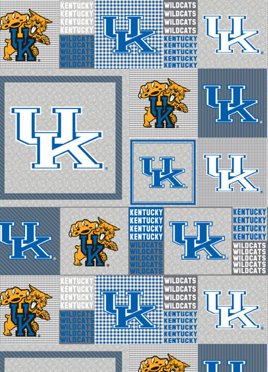 University of Kentucky Wildcats Grey Block Fleece Fabric Remnants