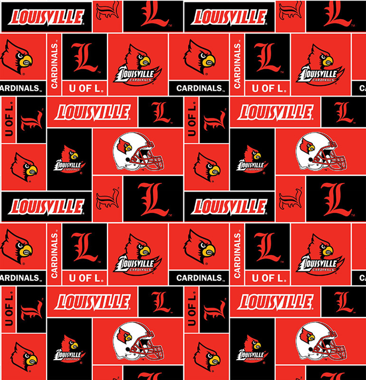 University of Louisville Cardinals Geometric Fleece Fabric Remnants