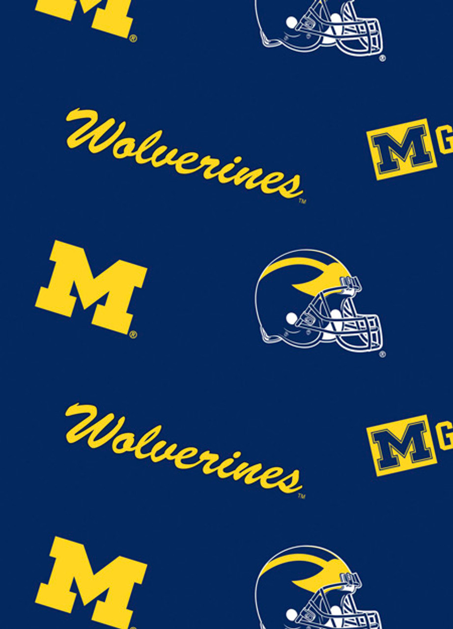 University of Michigan Wolverines All Over Fleece Fabric Remnants