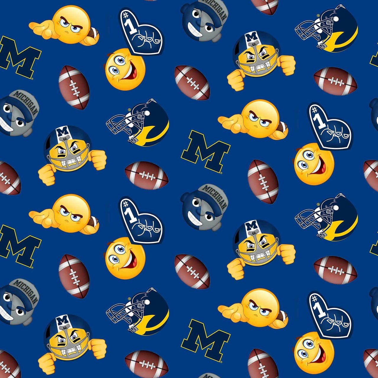 University of Michigan Wolverines Emoji Fleece Fabric Remnants