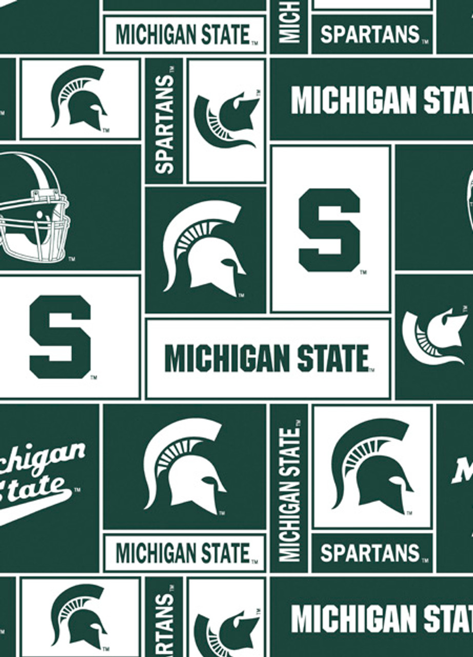 Michigan State University Spartans Geometric Fleece Fabric Remnants