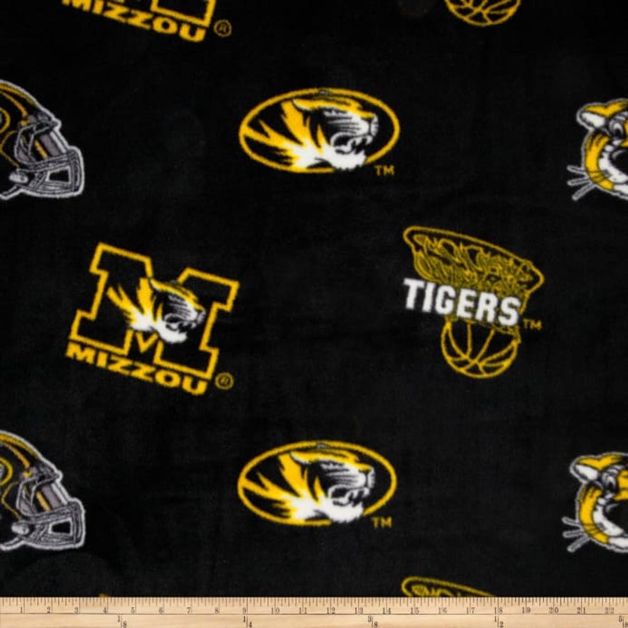 University of Missouri Tigers All Over Fleece Fabric Remnants