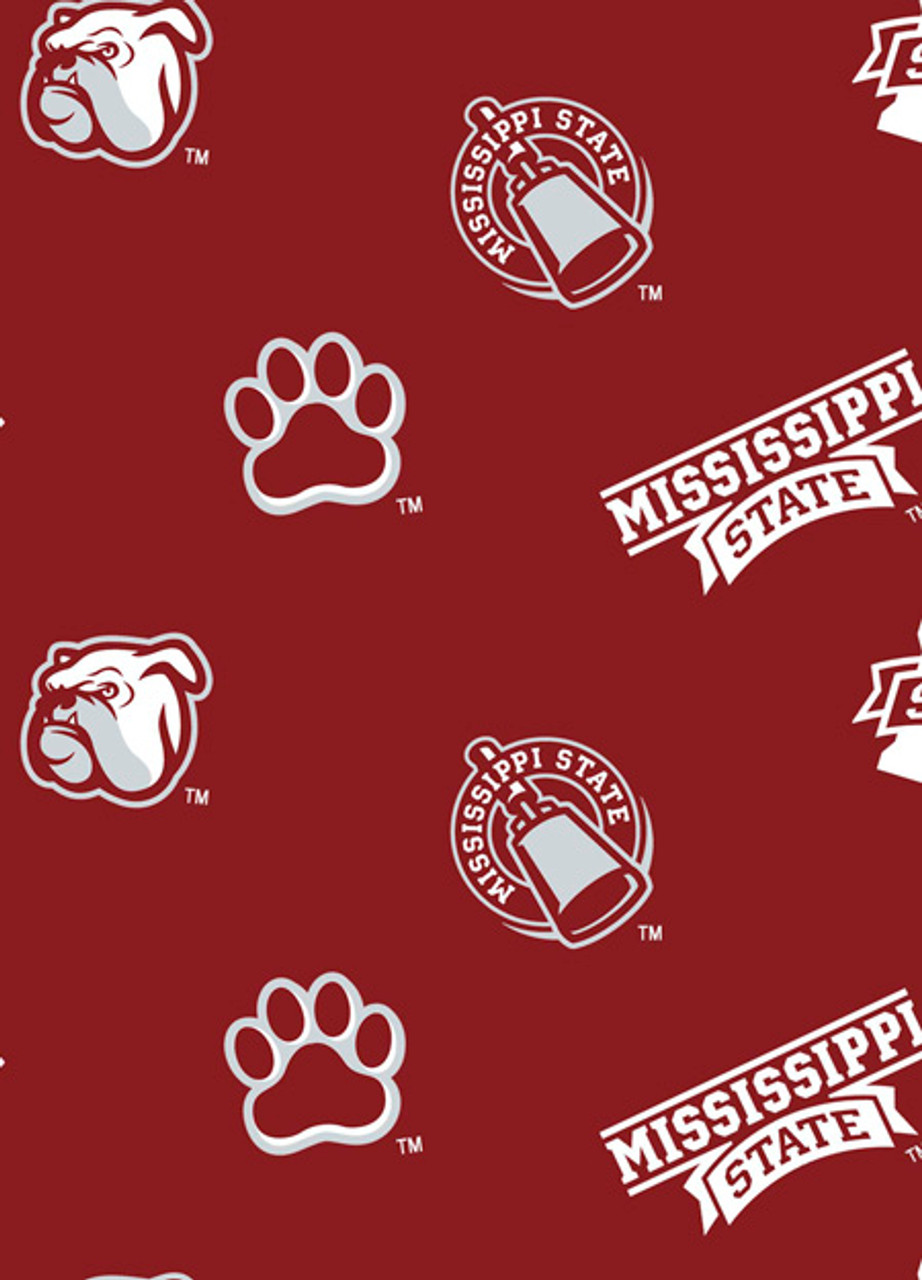 Mississippi State University Bulldogs All Over Fleece Fabric Remnants