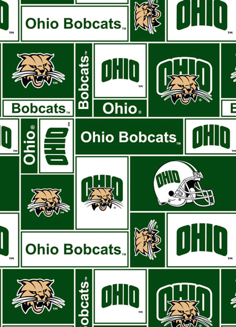 Ohio University Bobcats Geometric Fleece Fabric Remnants