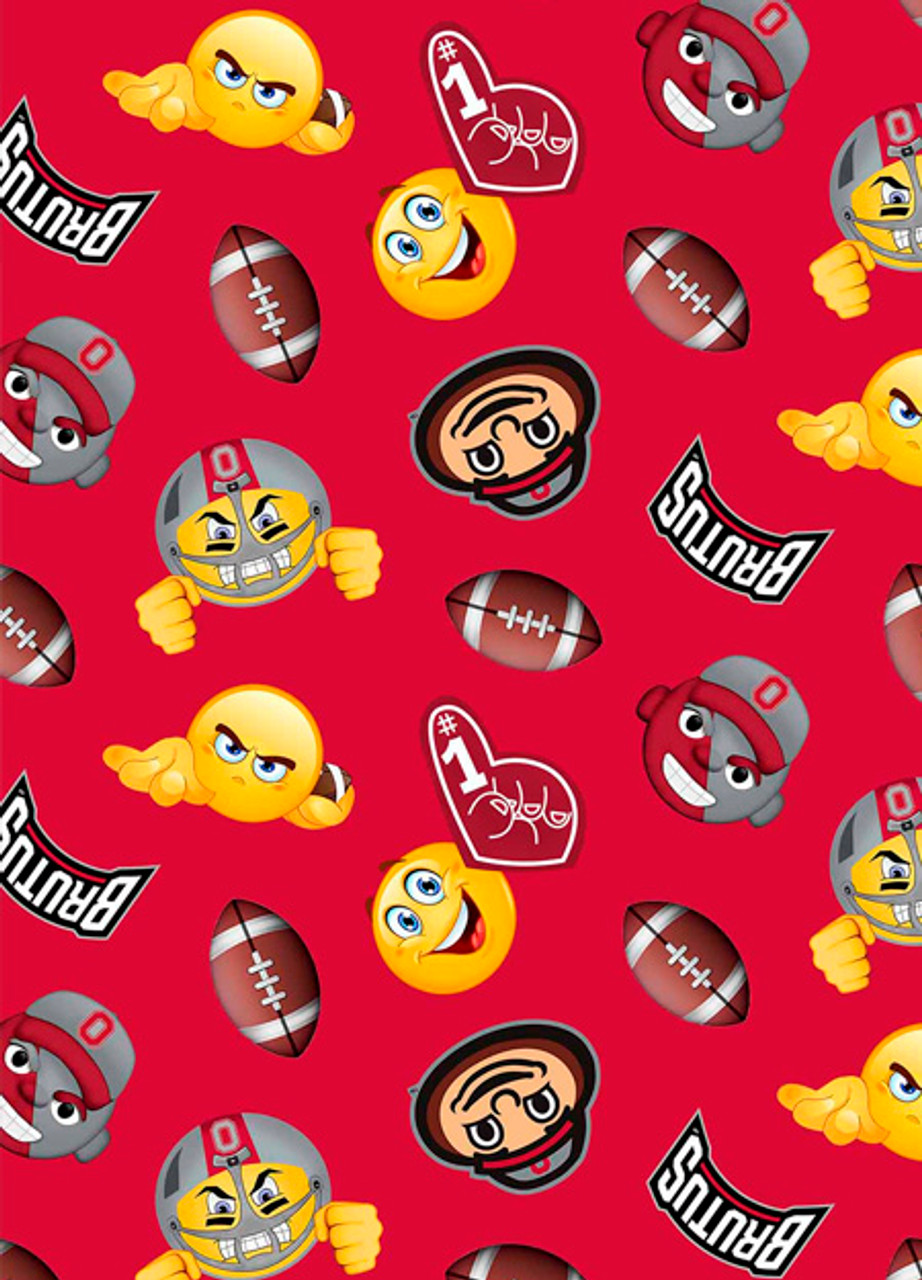 Ohio State University Buckeyes Emoji Fleece Fabric Remnants