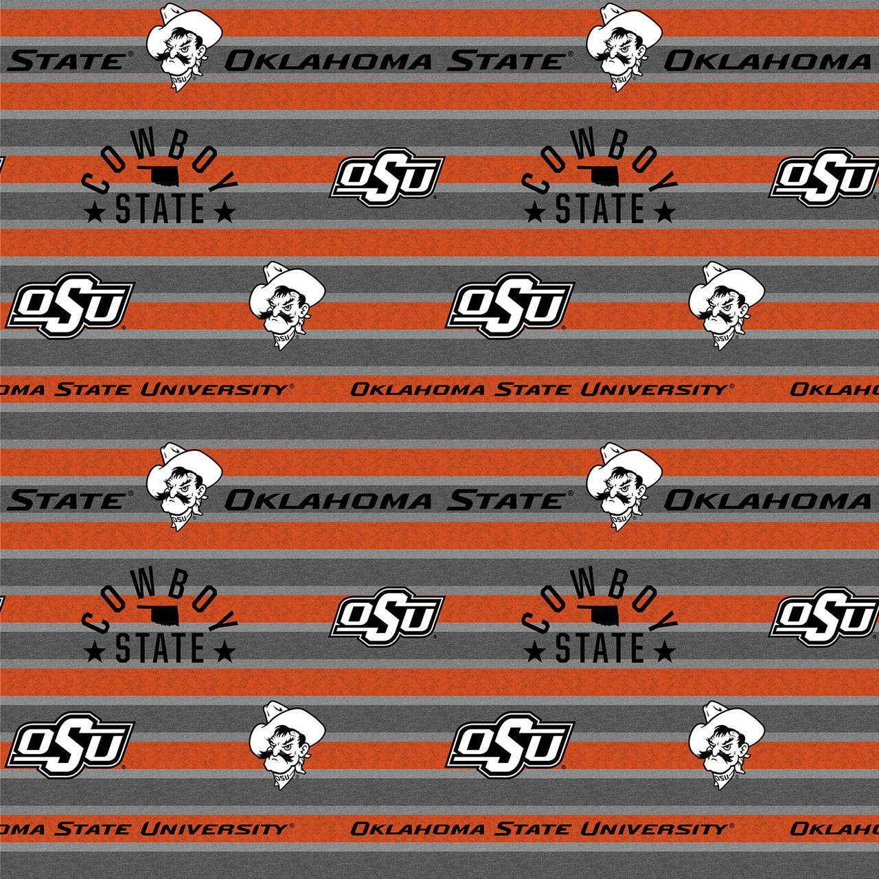 Oklahoma State University OSU Cowboys Polo Stripe Fleece Fabric Remnants