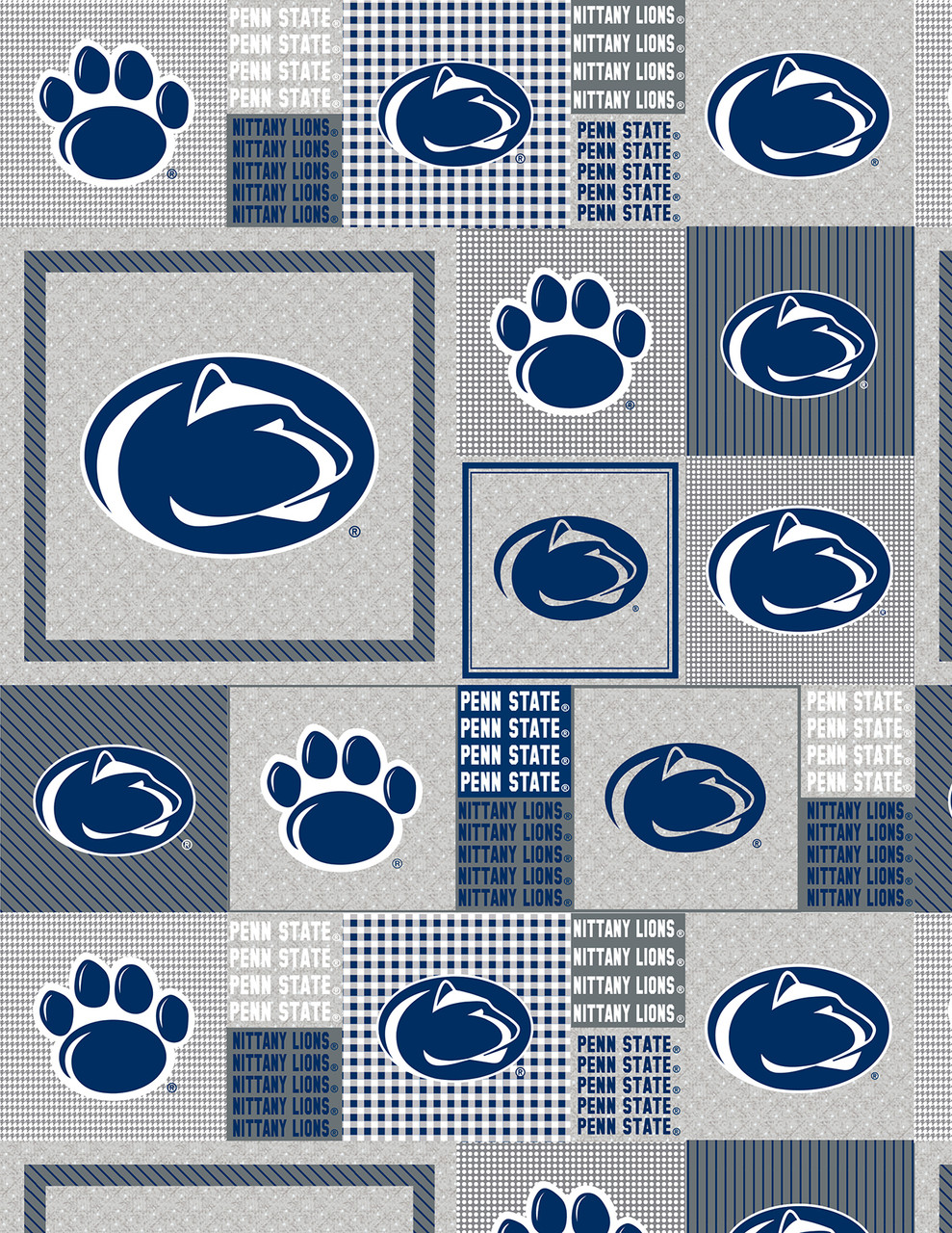 Penn State Nittany Lions Grey Block Fleece Fabric Remnants