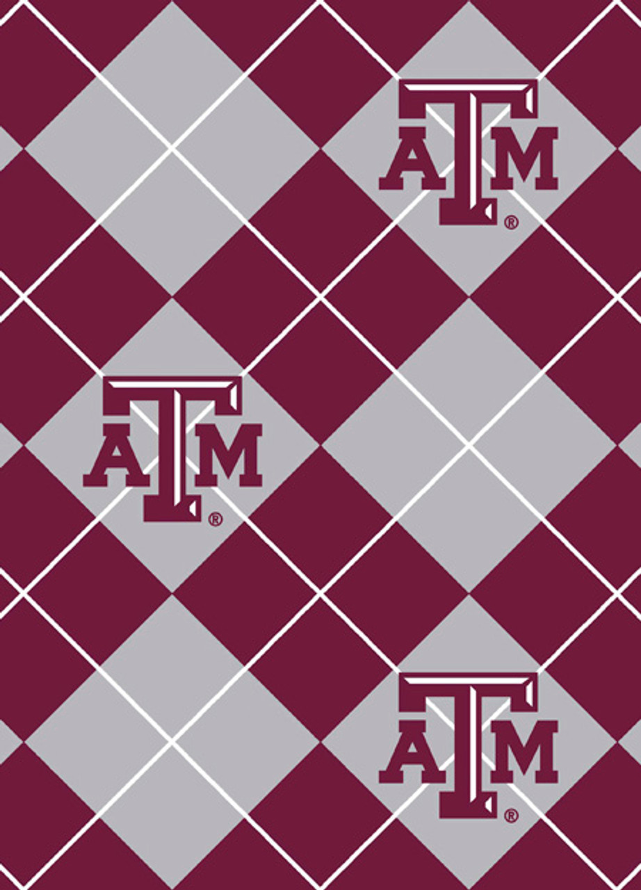 Texas A&M Aggies Argyle Fleece Fabric Remnants