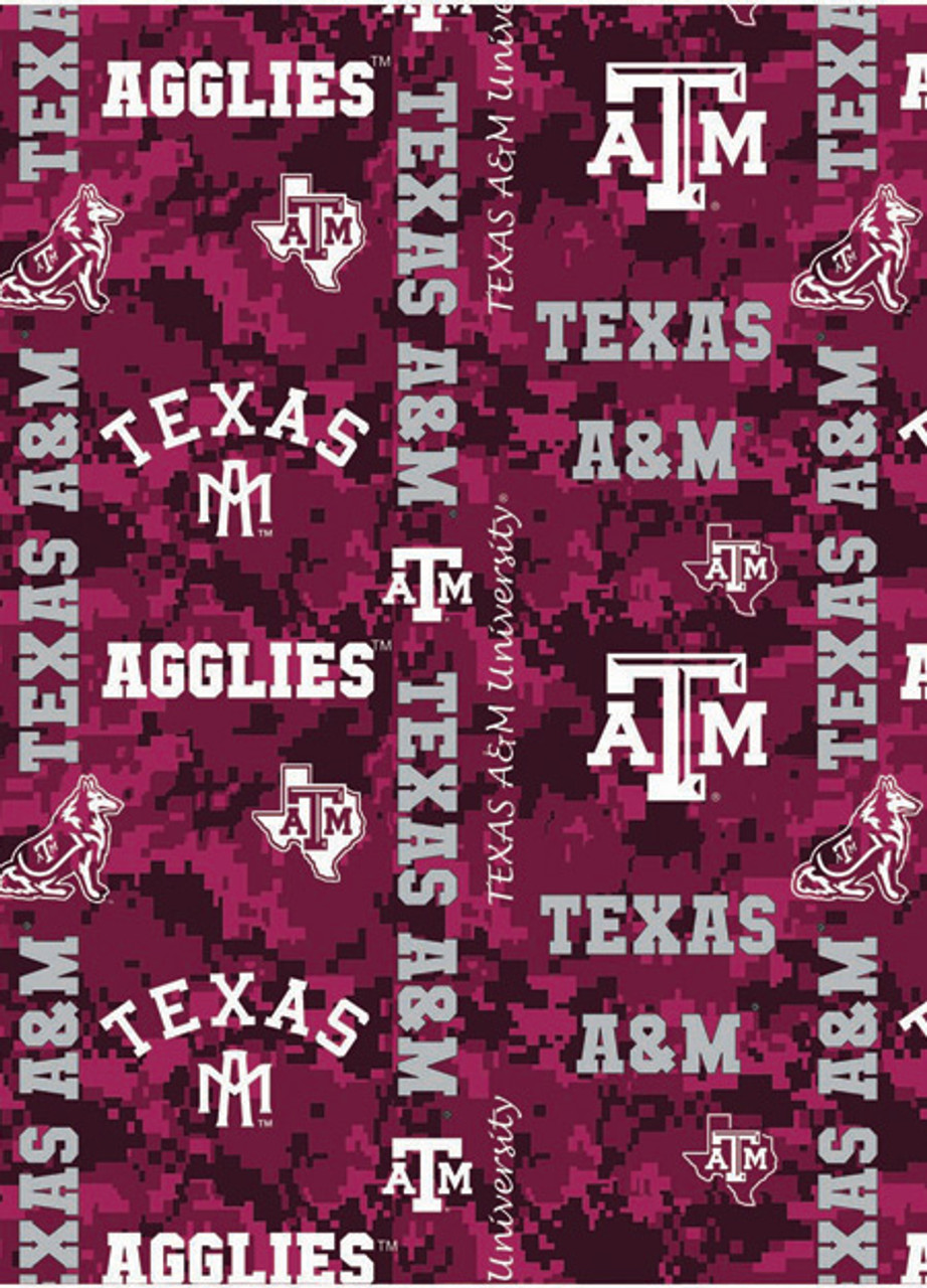 Texas A&M Aggies Digi Camo Fleece Fabric Remnants