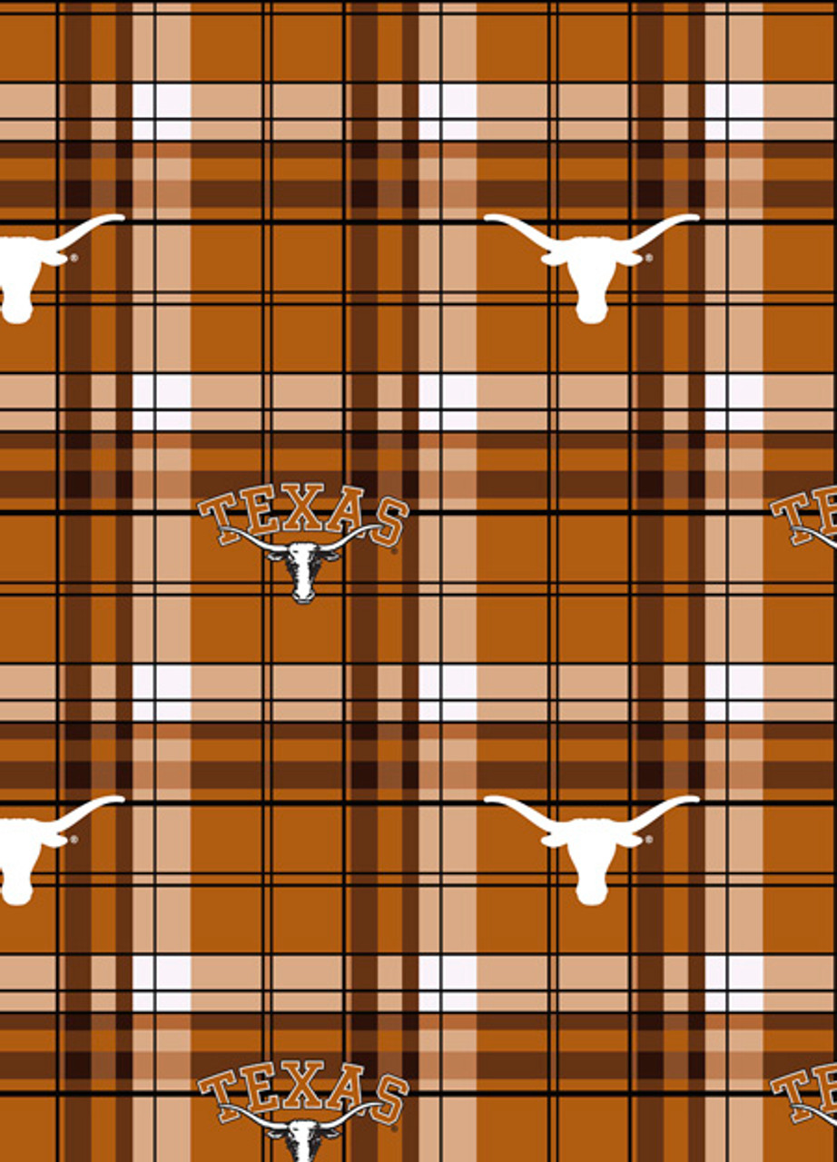 University of Texas Longhorns Plaid Fleece Fabric Remnants