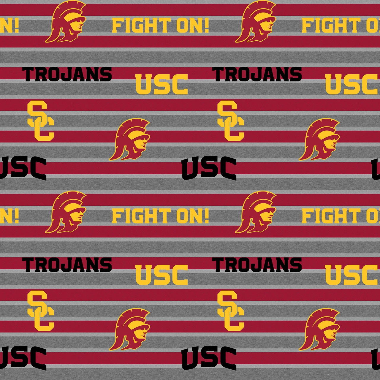 University of Southern California USC Trojans Polo Stripe Fleece Fabric Remnants