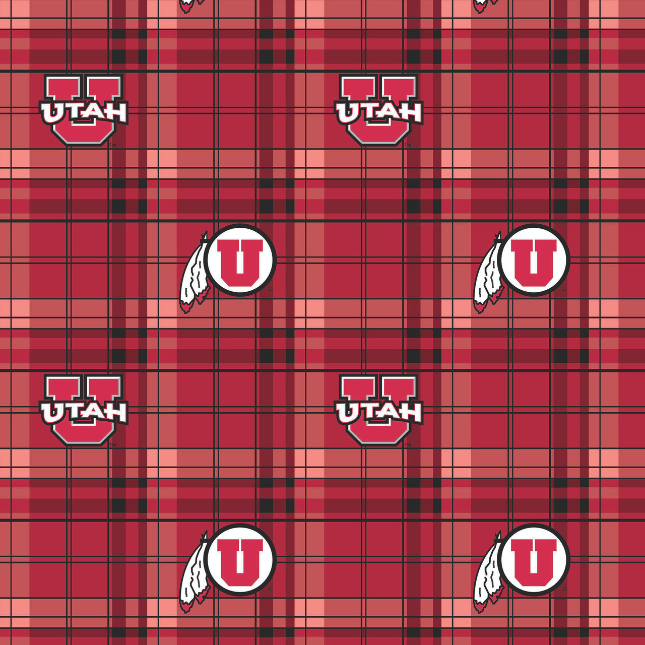 University of Utah Utes Plaid Fleece Fabric Remnants