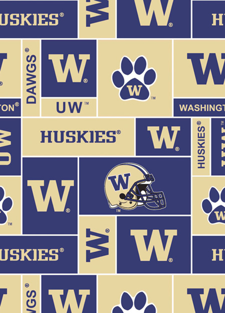 University of Washington Huskies Geometric Fleece Fabric Remnants