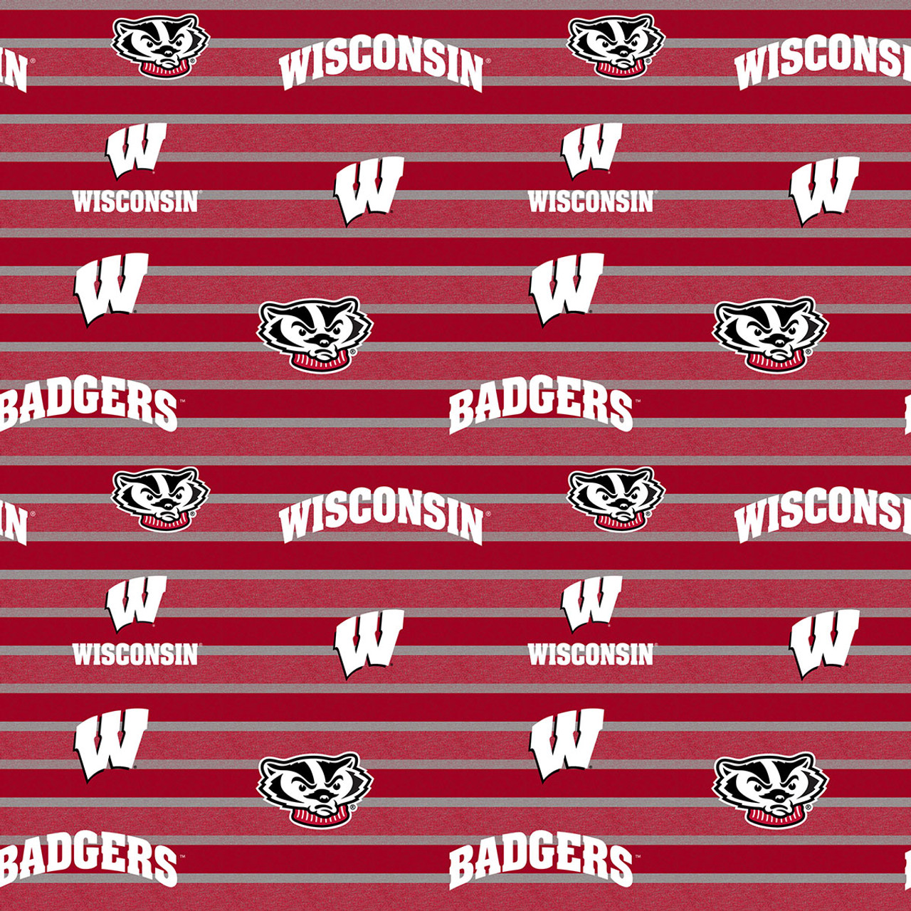 University of Wisconsin Badgers Polo Stripe Fleece Fabric Remnants