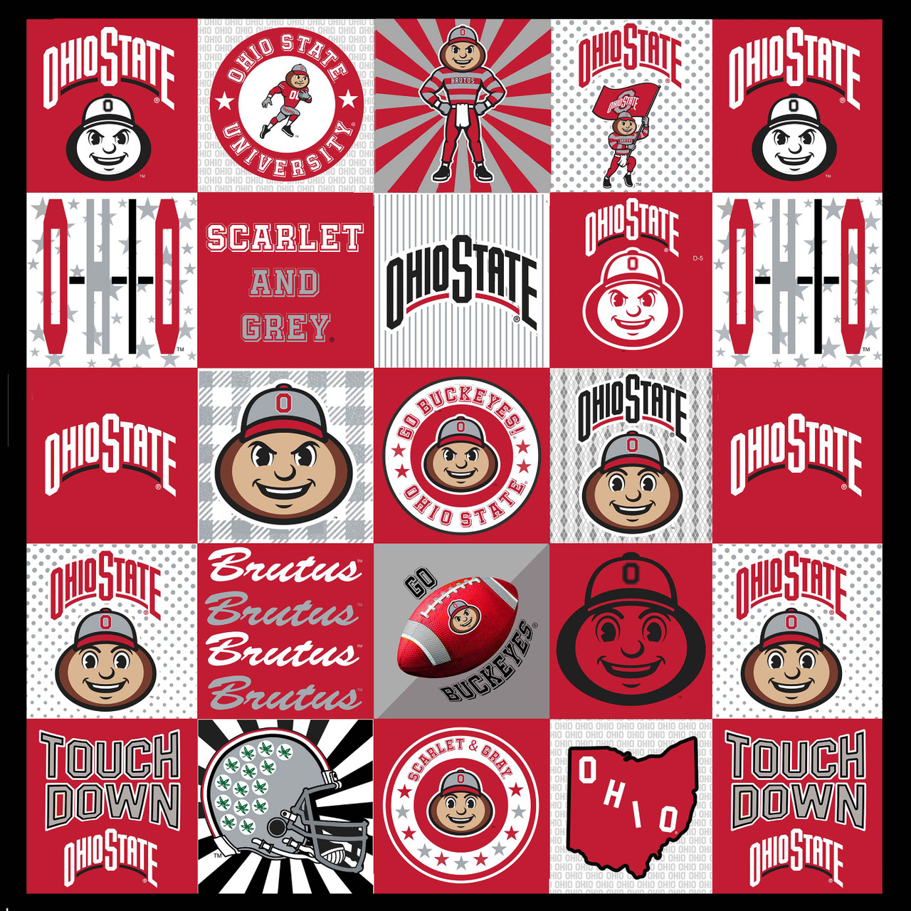 Ohio State University Buckeyes T-Shirt Panel-60"x 60"-Minky