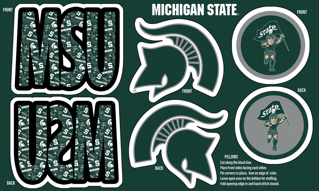 Official Licensed Michigan State University Minky DIY Pillow Project. Cut, Sew, and Stuff-Each Panel yields 3 pillows Official Licensed Michigan State University Minky DIY Pillow Project. Cut, Sew, and Stuff-Each Panel yields 3 pillows