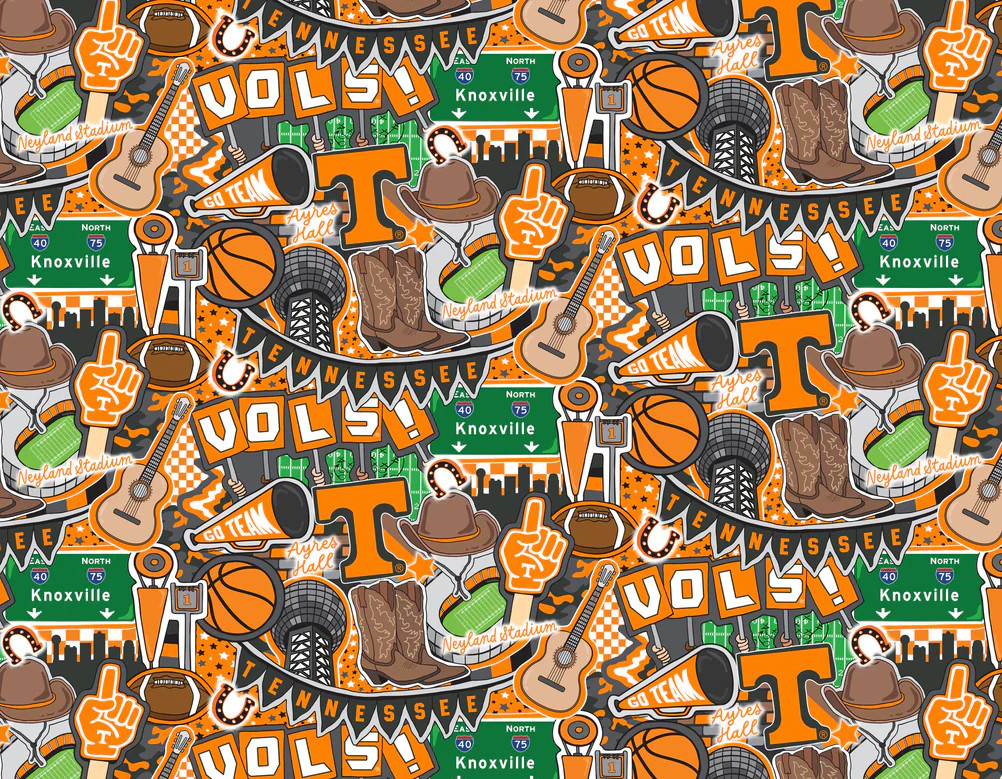 University of Tennessee Vols Cotton Fabric with Doodle Design by Sammy SYK-TEN-2001
