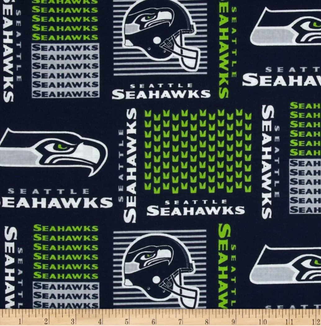 Seattle Seahawks NFL Football Block 58" Fabric Traditions Cotton Fabric NFL-6470D