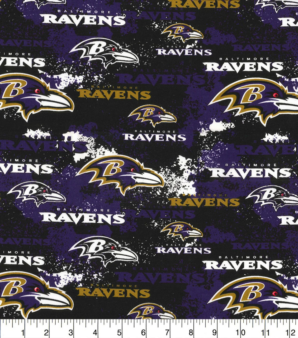 Baltimore Ravens NFL Football Distressed Cotton Fabric NFL-70100D
