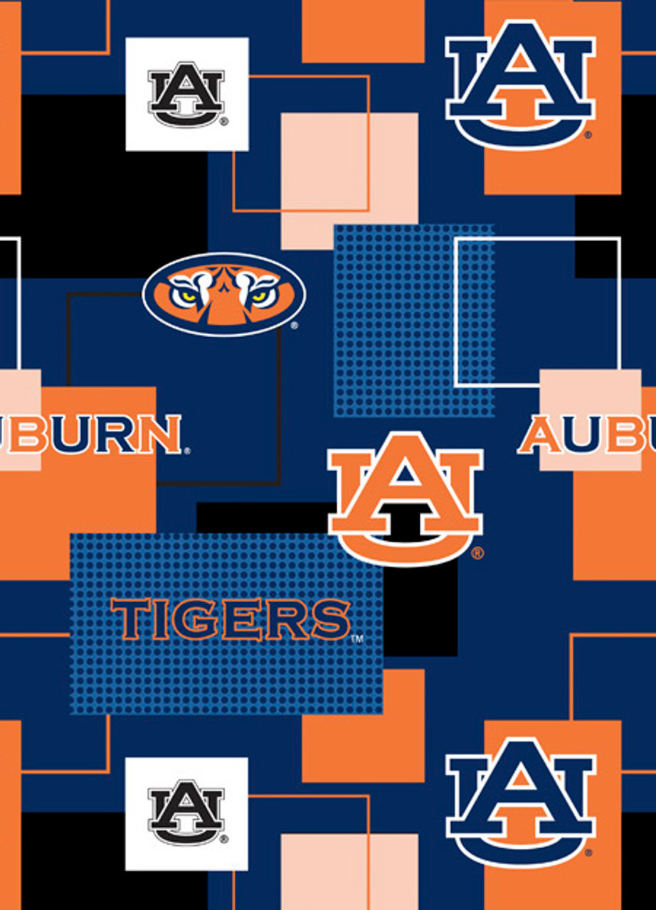 Official Licensed Auburn University Tigers Cotton Fabric with New Block Print AU-1115