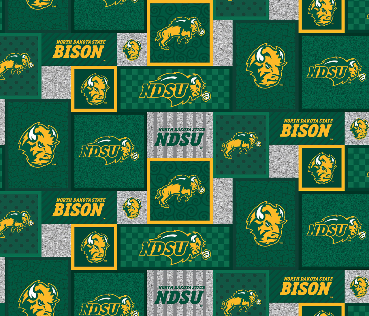 North Dakota State Fleece Fabric with College Patch Design-Sold by the yard