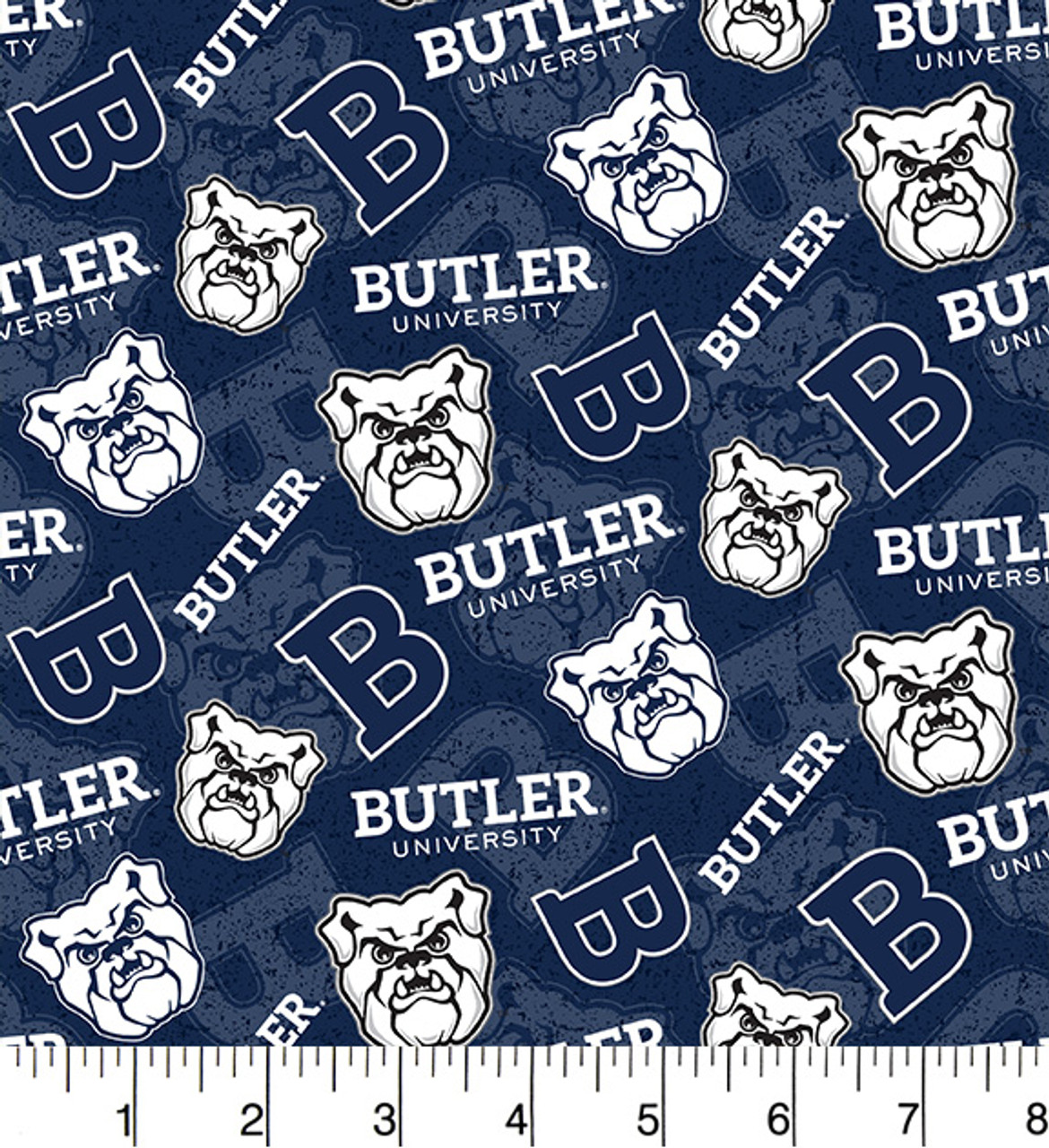 Butler University Bulldogs Cotton Fabric with Tone On Tone Print and Matching Solid Cotton Fabrics
