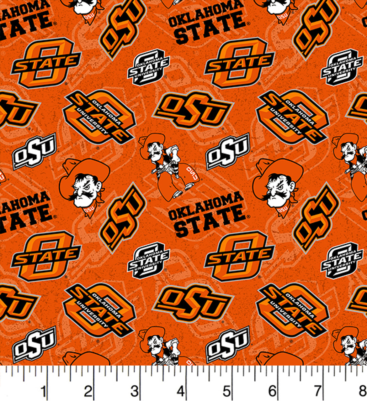 Oklahoma State University Cowboys Cotton Fabric with Tone On Tone Print or Matching Solid Cotton Fabrics