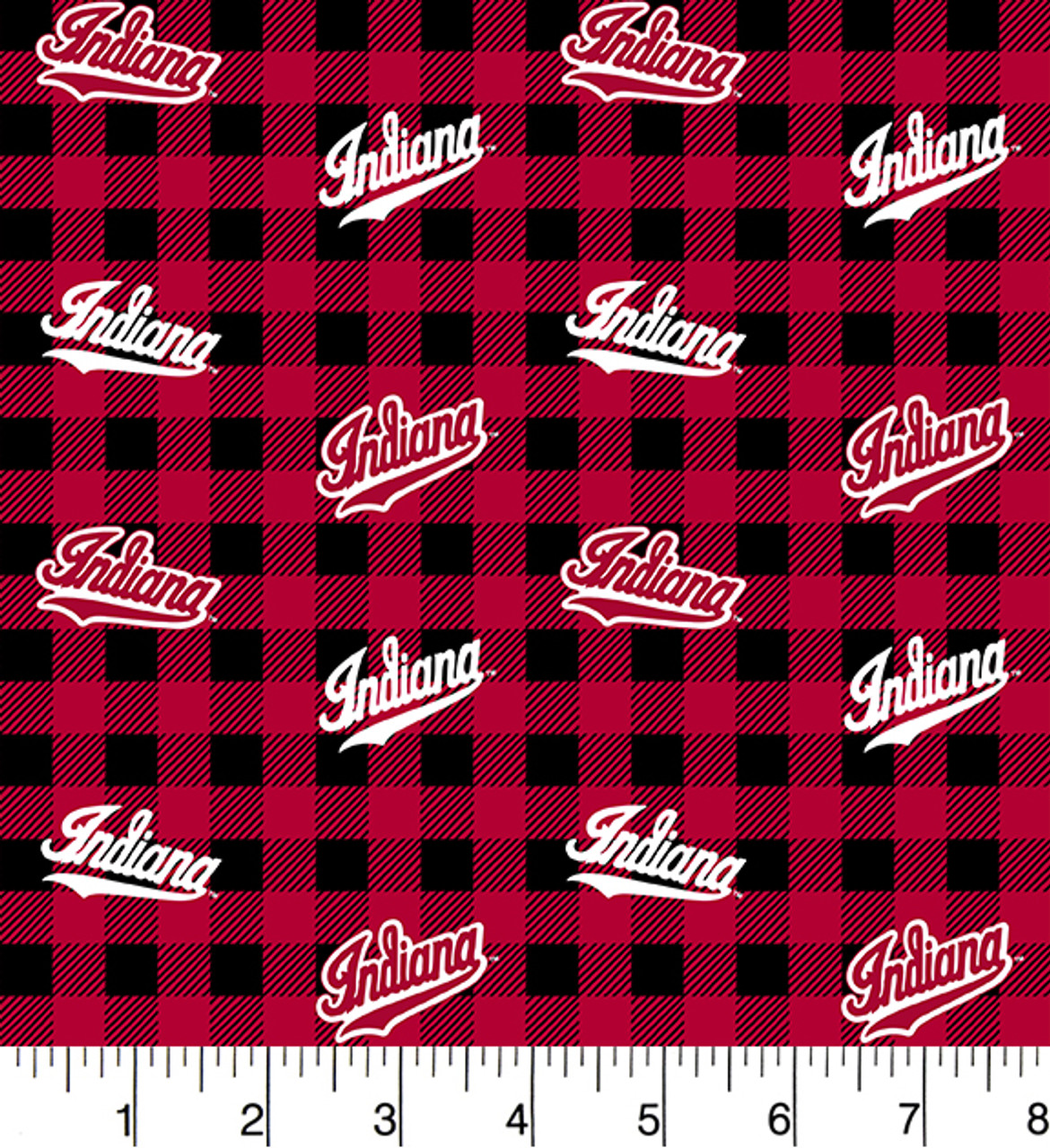 Indiana University Hoosiers Cotton Fabric with Buffalo Plaid Print or Matching Solid Cotton Fabrics