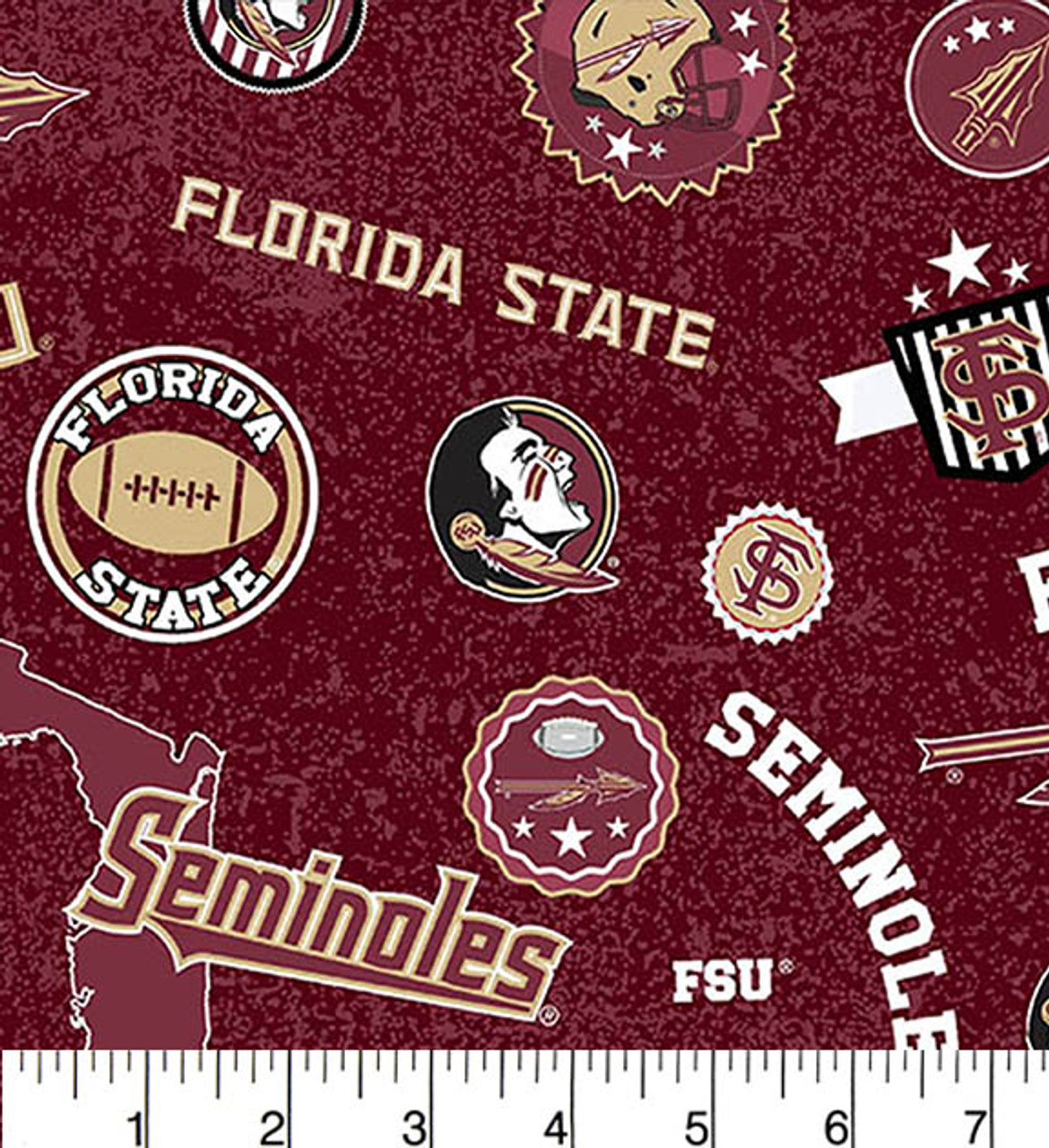 Florida State University FSU Seminoles Cotton Fabric with Home State Print or Matching Solid Cotton Fabrics