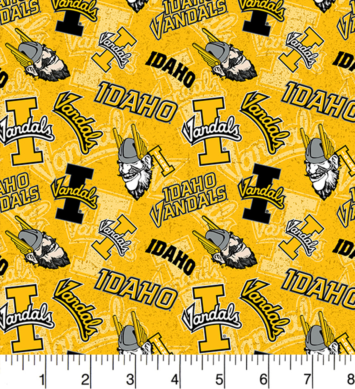 University of Idaho Vandals Cotton Fabric with Tone On Tone Print or Matching Solid Cotton Fabrics