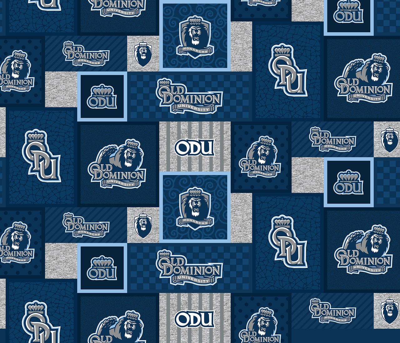 Old Dominion Fleece Fabric with College Patch Design-Sold by the yard