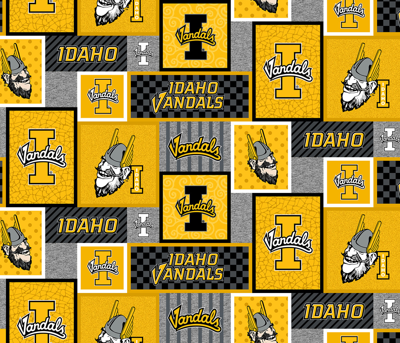 University of Idaho State Fleece Fabric with College Patch Design-Sold by the yard