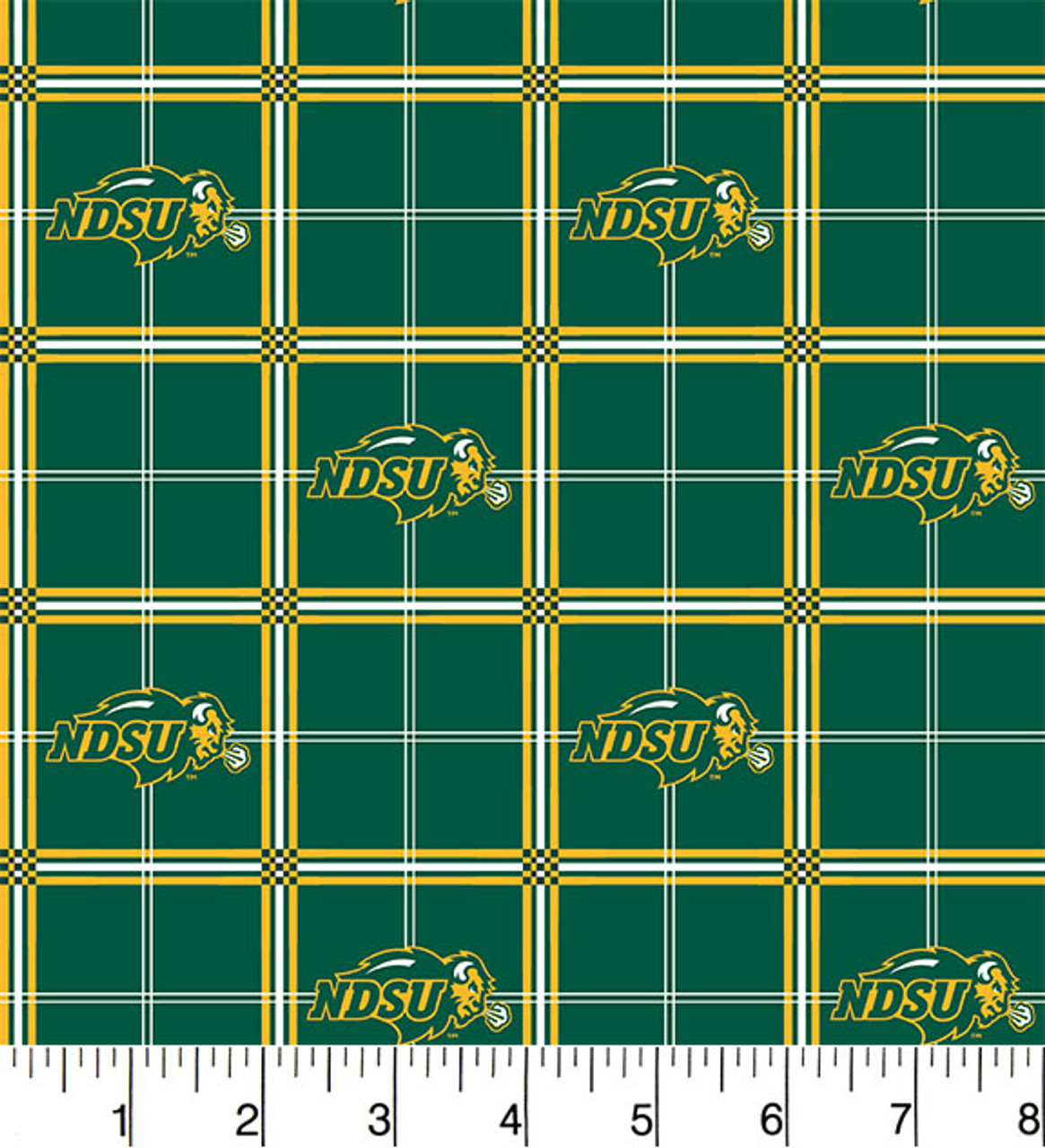 North Dakota State University Bison NDSU Flannel Fabric with Plaid Print