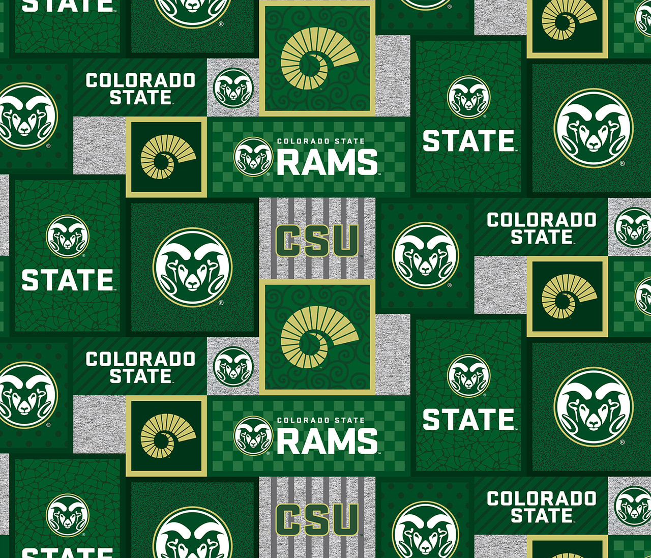 Colorado State University Fleece Fabric with College Patch Design - Sold by the yard
