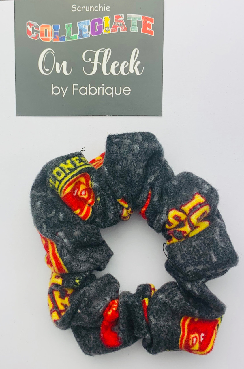 Iowa State Hair Scrunchie; Hair Bow; Hair Tie-Distressed Flannel Design