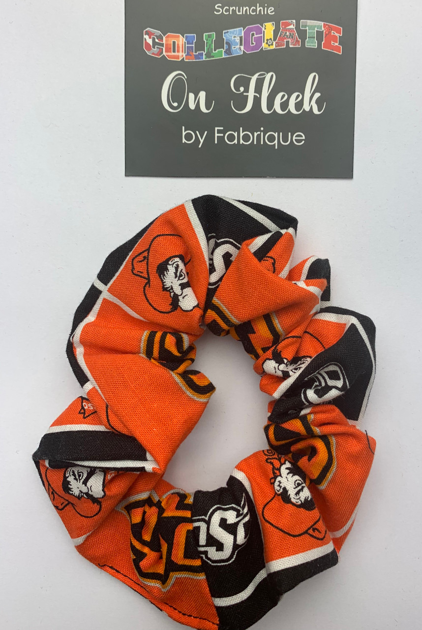 Oklahoma State Hair Scrunchie; Hair Bow; Hair Tie-Geometric Cotton Design