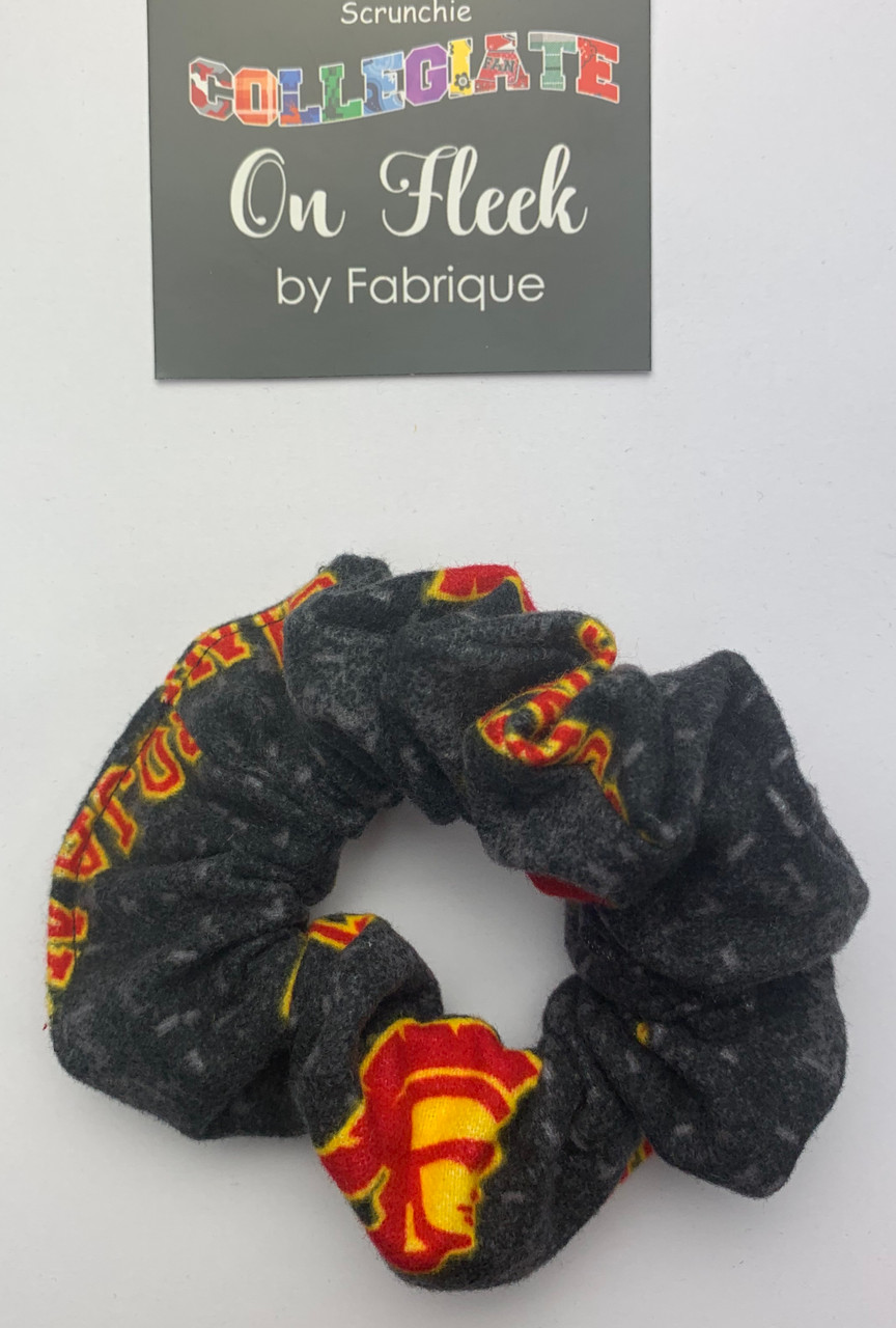 USC Hair Scrunchie; Hair Bow; Hair Tie-Distressed Flannel Design