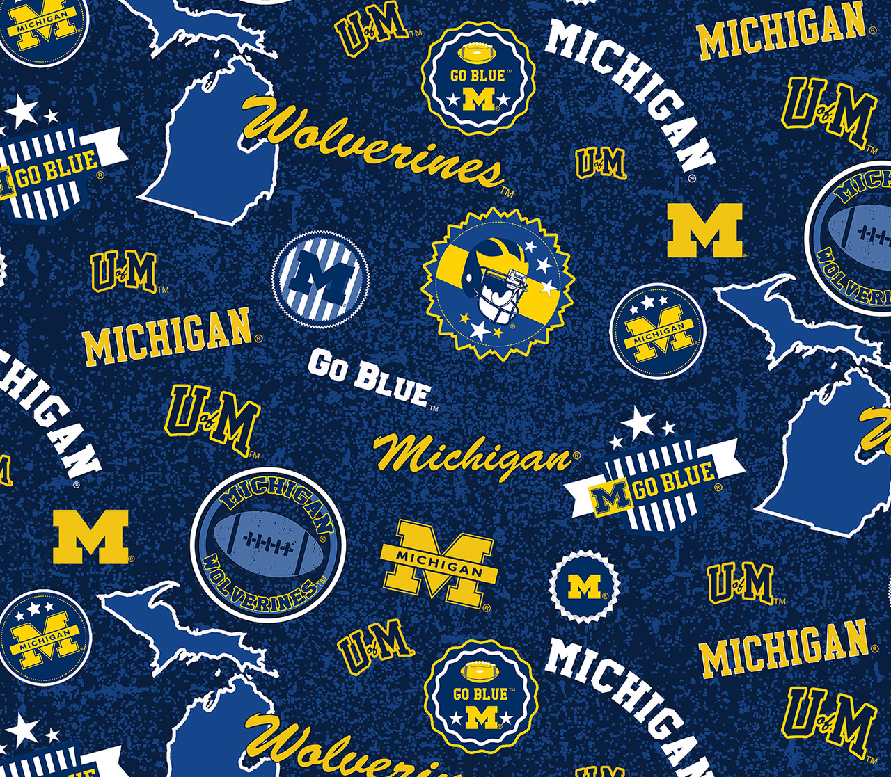 University of Michigan Minky Ultra Soft Fleece Fabric with Home State Design