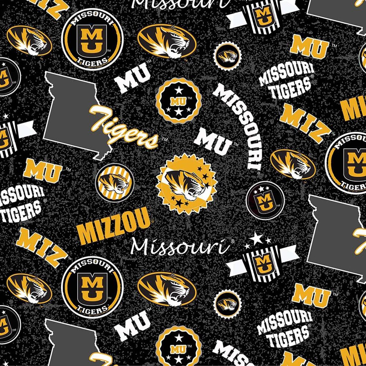 University of Missouri Tigers Cotton Fabric with Home State Print and Matching Solid Cotton Fabrics