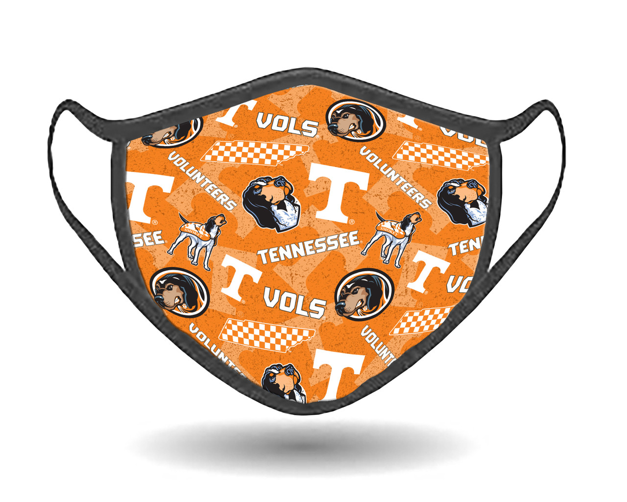 University of Tennessee Face Mask with Anti-microbial & Probiotics-100% Cotton-Individually Packaged-Adjustable Earloop
