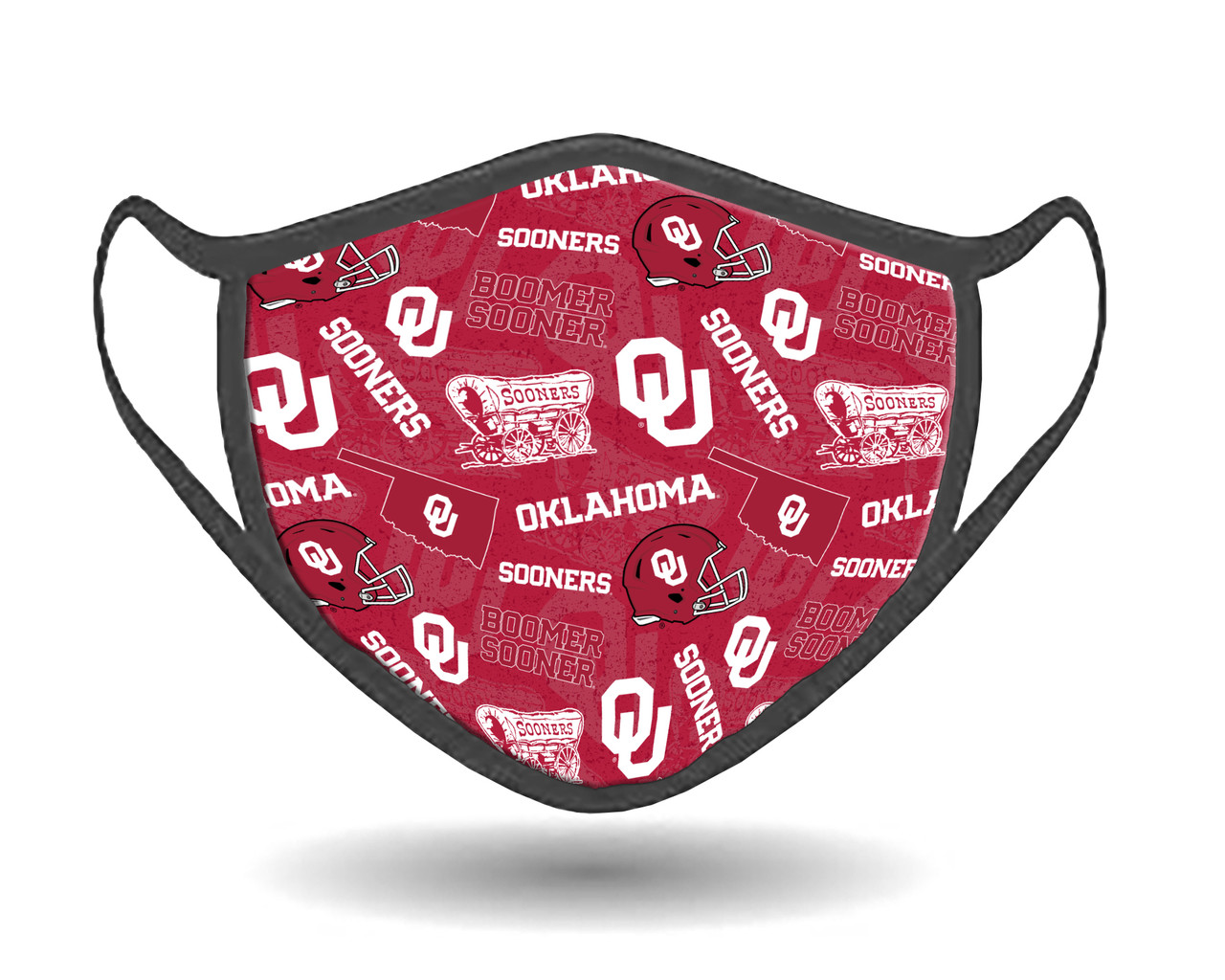 University of Oklahoma Face Mask with Anti-microbial & Probiotics-100% Cotton-Individually Packaged-Adjustable Earloop
