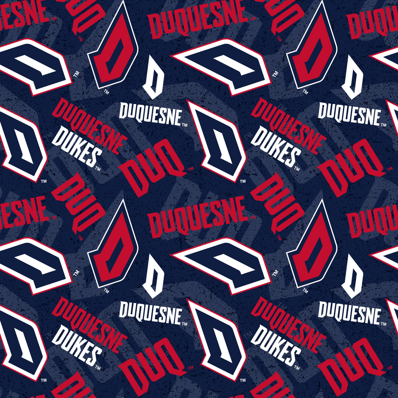 Duquesne University Dukes Cotton Fabric with Tone On Tone Print or Matching Solid Cotton Fabrics