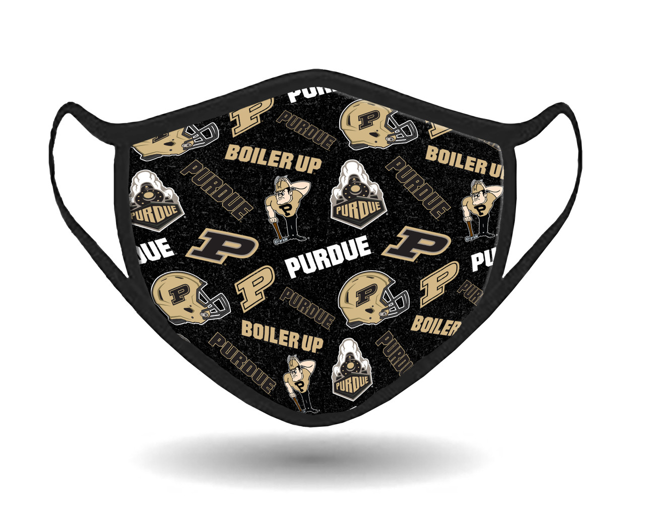 Purdue University Face Mask with Anti-Microbial & Probiotics-100% Cotton-Individually Packaged-Adjustable Earloop