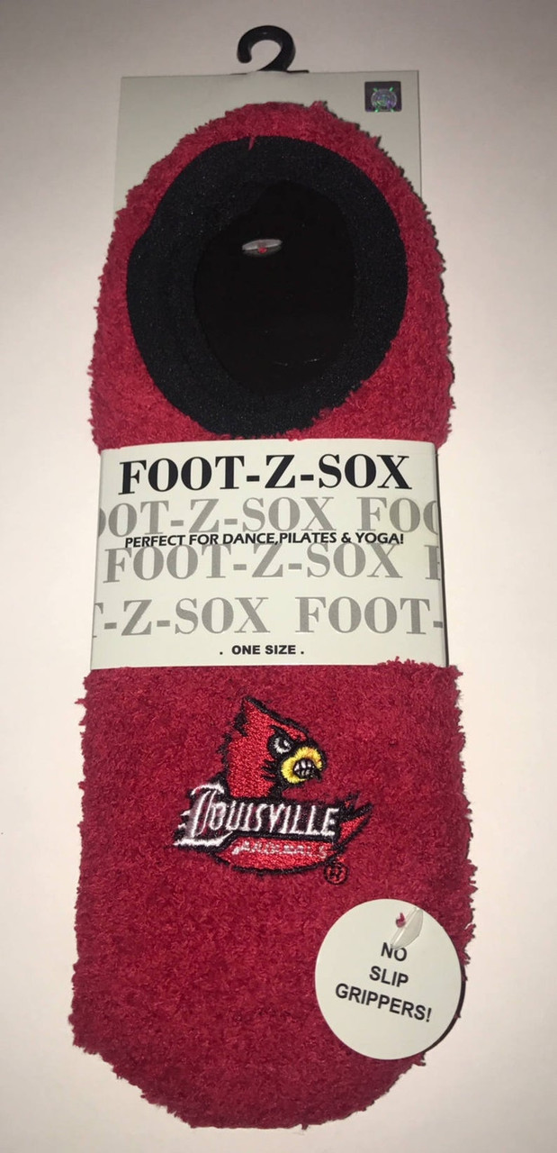 Louisville Cardinals NCAA Unisex Slipper Socks with No Slip Grip