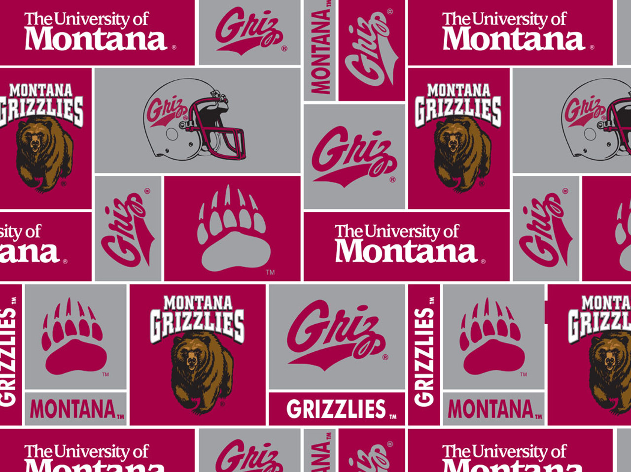 UNIVERSITY OF MONTANA-COLLEGE-UNIVERSITY-LOGO-PRINTED-FLEECE-NO SEW FLEECE BLANKET-FABRIC