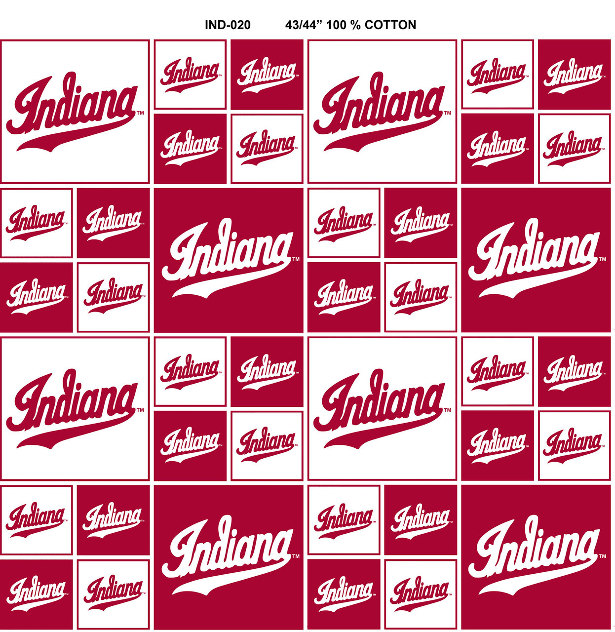 Indiana University Hoosiers Cotton Fabric with Geometric Print or Matching Solid Cotton Fabrics